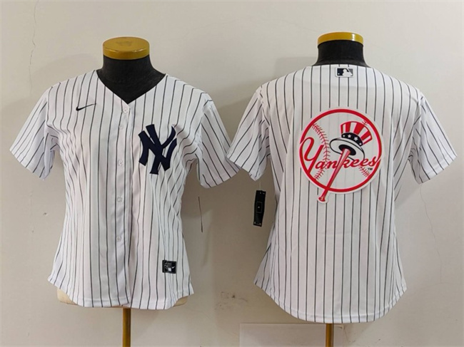 Youth New York Yankees White Team Big Logo Cool Base Stitched Baseball Jersey